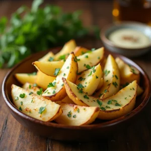 Crispy White sweet potatoes wedges.