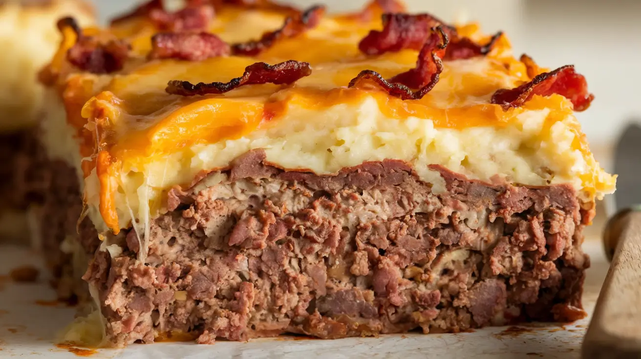 Cowboy meatloaf served with a fresh salad and a glass of wine.