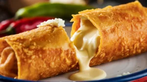 Close-up of crispy Xango Dessert shell and soft filling.