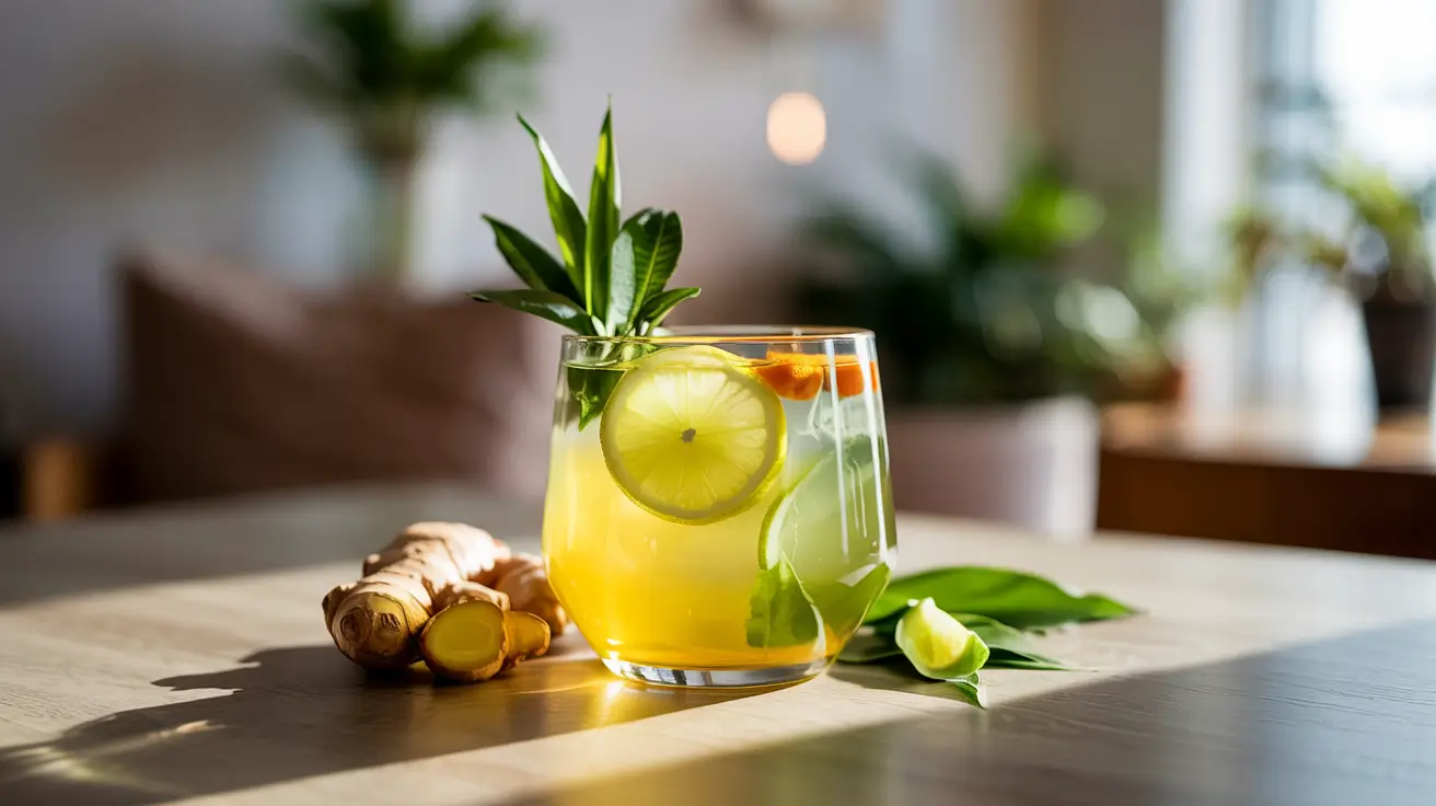 Natural mounjaro drink recipe with lemon and ginger in a clear glass