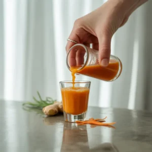 Pouring Ginger Carrot Gut Shot