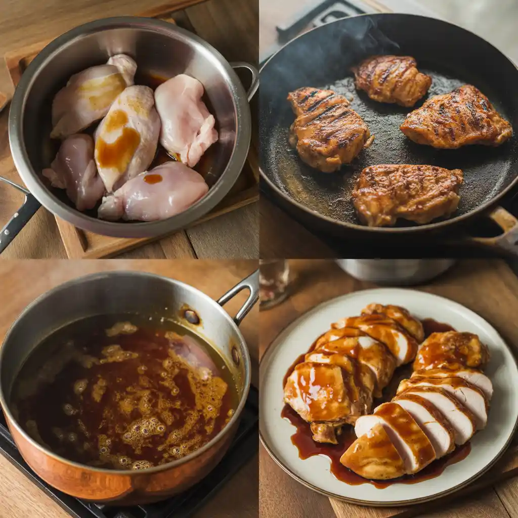 Step-by-step process for making grilled teriyaki chicken