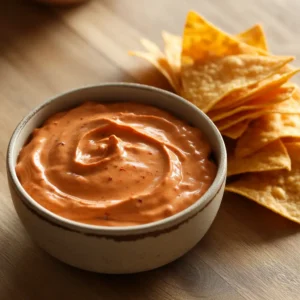 Creamy dip made with Mexican hot sauce served with tortilla chips.