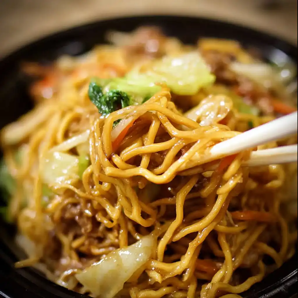 Crispy chow mein noodles with vegetables and chicken