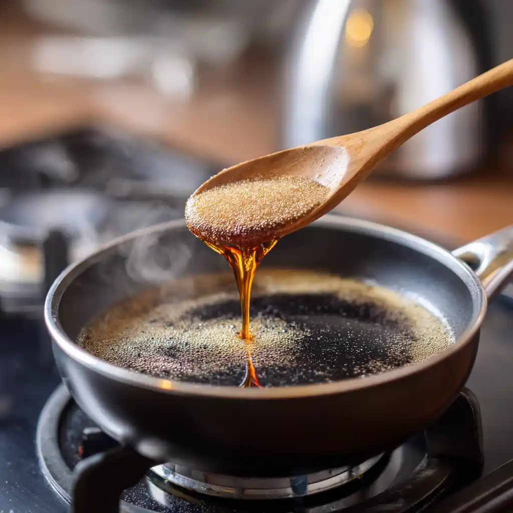 Homemade oyster sauce substitute cooking in pan