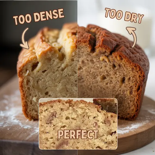 Examples of dry, dense, and perfectly baked banana bread.