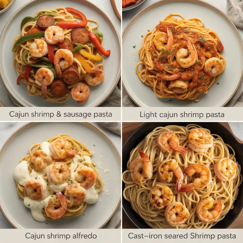 Four creamy pasta variations including sausage, Alfredo, and no-cream options