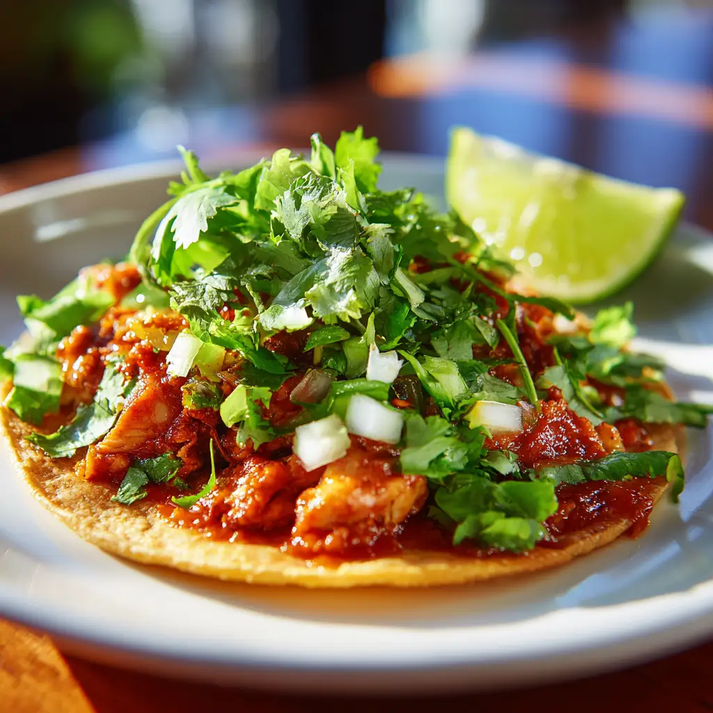 Mexican tacos garnished with lime and cilantro