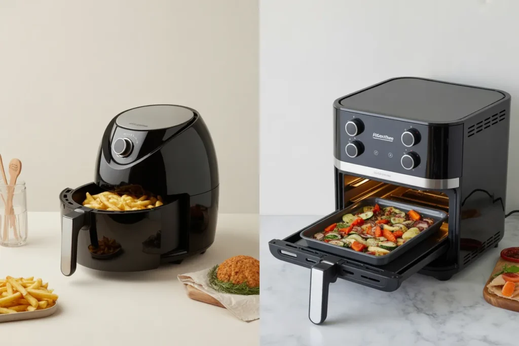 Basket air fryer compared to oven-style air fryer