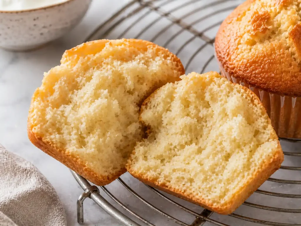 Thick plain Greek yogurt in a bowl for making moist muffins