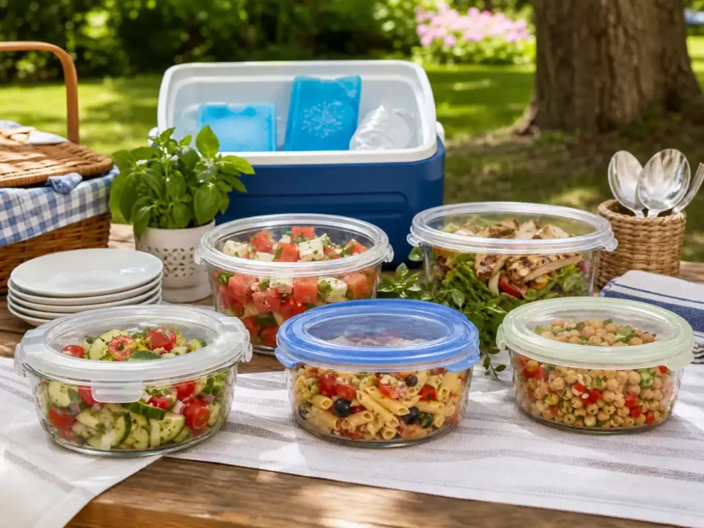 Food safety tips for keeping summer salads cold at picnics, BBQs, and outdoor meals