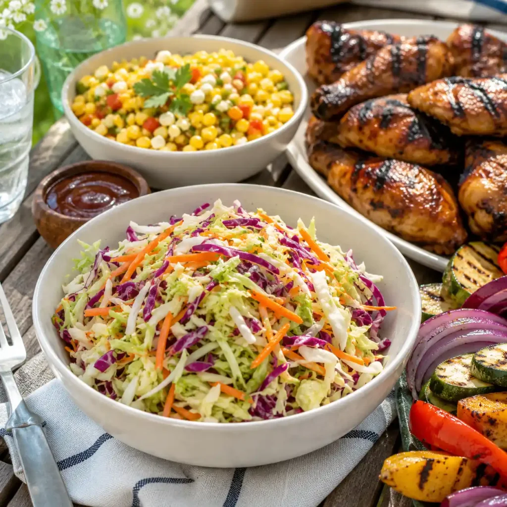 No Mayo Coleslaw served as a summer side dish