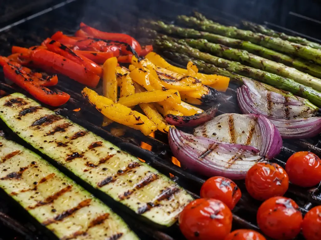 Vegetables grilling for Grilled Vegetable Salad