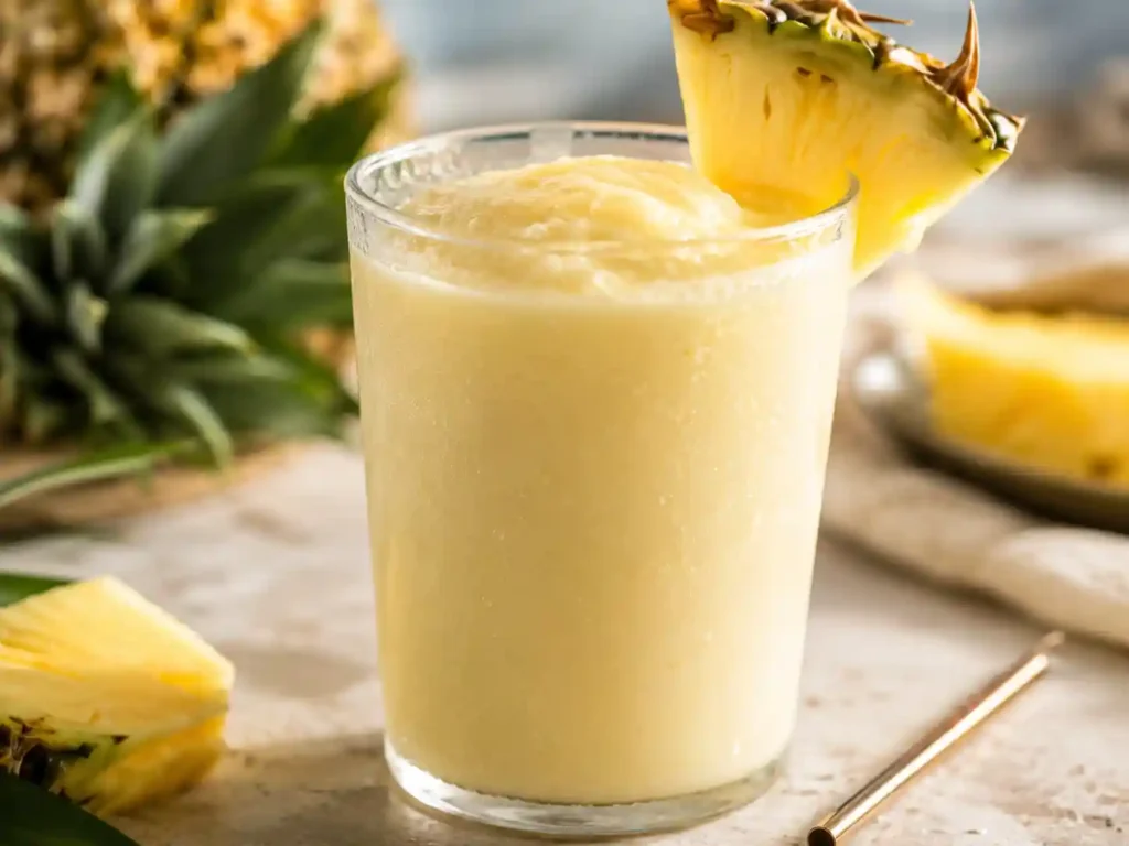Close-up of creamy frozen non-alcoholic piña colada mocktail texture
Close-up of creamy frozen non-alcoholic piña colada mocktail texture